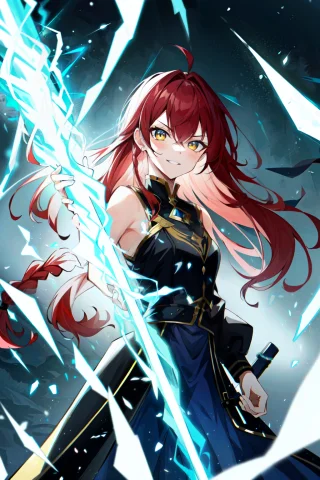 Loralightingvfx0.2 Absurdres, Portrait A 1girl, Glowing Ligh... — Stable Diffusion AI Prompt: absurdres, portrait a 1girl, glowing lighting bolt sword in hand, lighting intr...
