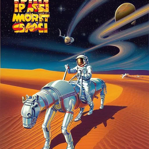 A Photo Of An Astronaut Riding A Horse On Mars, Vintage Styl...