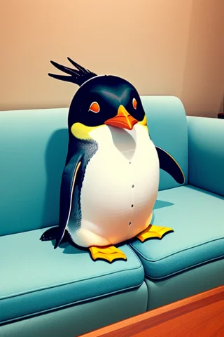 A Fat Penguin In Couch — Stable Diffusion AI Prompt: a fat penguin in couch