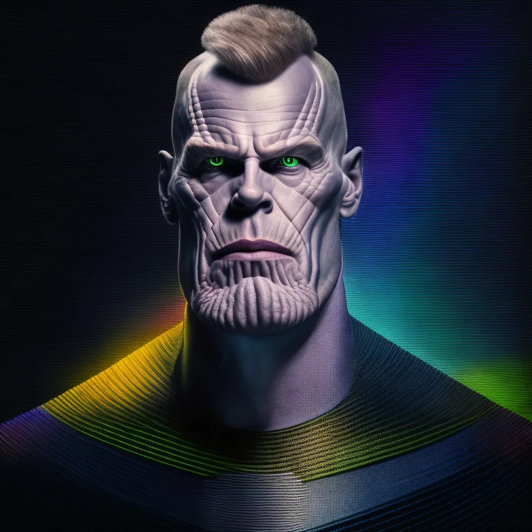 Glitch1.2, Portrait Photo Of Thnos, 1man, Muscular, Mohawk H...