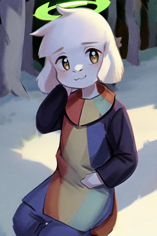 Lorassasriel1, Goat Boy, Halo, Anthro, Whitehair, Solo, Sit,...