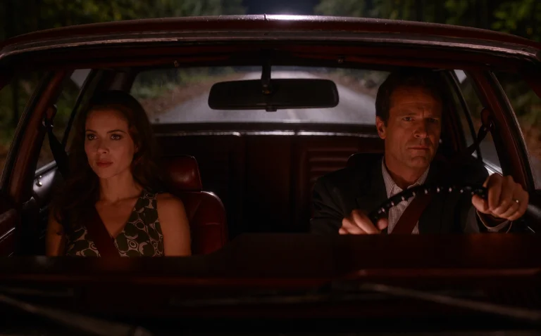 Lynch, A Man Driving An Old Car At Night With A Woman In The...