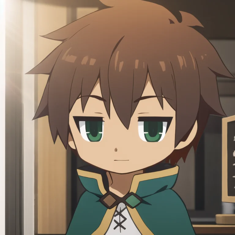 Close Up Of Kazuma, Shirt, Cloak, Coffee Shop Sunlight Maste...