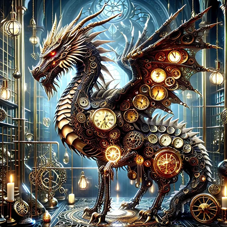 A Majestic Dragon Made Entirely Of Intricate Clockwork Mecha...