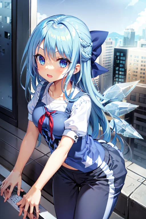 1girl, Solo, Sidelighting1.1, 1girl, Cirno1.16, Blue Hair, S...
