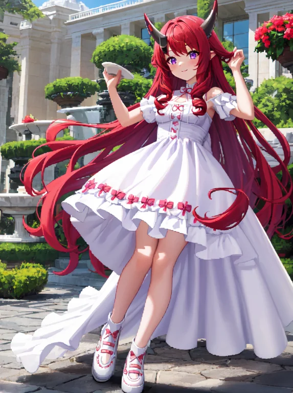 1girl, Red Hair, Long Hair, Curly Hair, Violet Eyes, Head Ho...