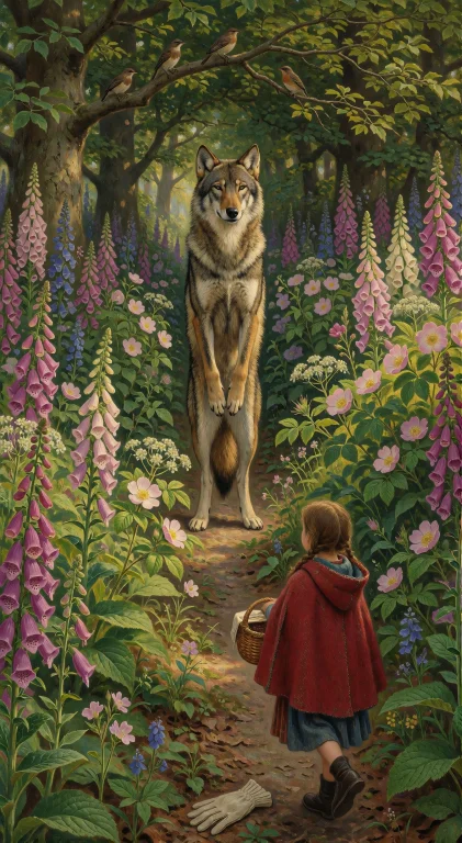 , A Wolf Stands Upright On Two Legs In The Middle Of A Woodl...
