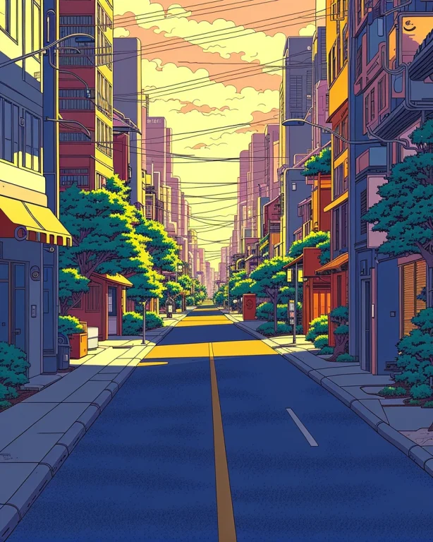 Eldmeisterog Anime Style Painting Of A Tokyo Street. Calm An...
