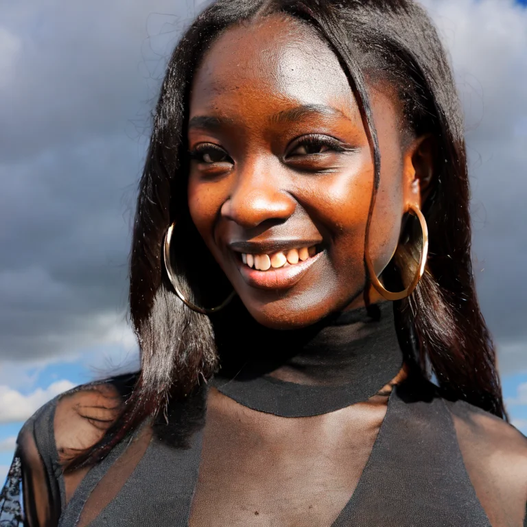 Ebony Dark Skin, Close-up, Portrait, Masterpiece, Best Quali...
