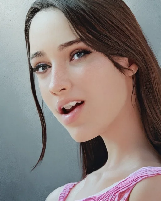 Closeup Portrait Of A Girl, Two Thirds View, Hyper Realistic...