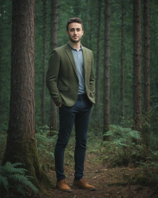 A Full-body Portrait Of A Beautiful Man, Forest Setting Lora...