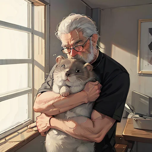 The Old Man Hug Big Hamster,lorahamster1,