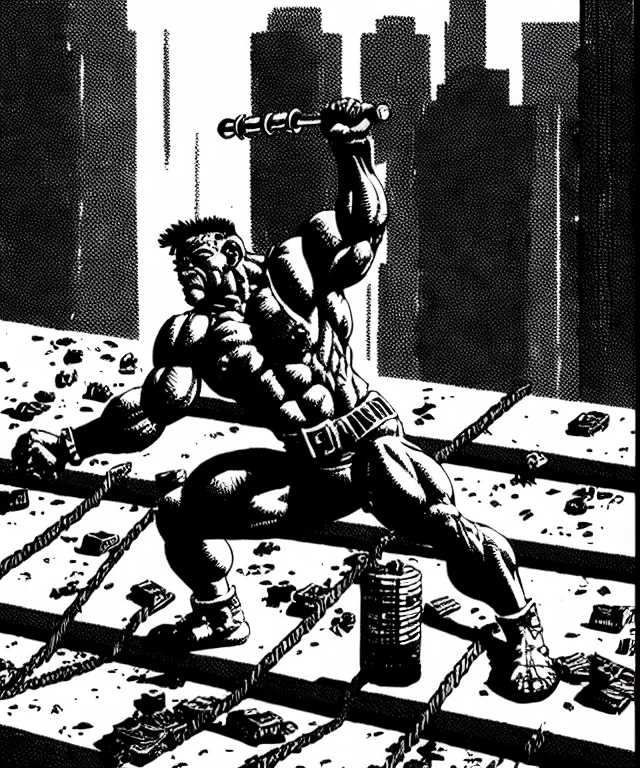 Theoldshadowrunstyles1.0 A Cyberpunk Bodybuilder Warrior Wit...