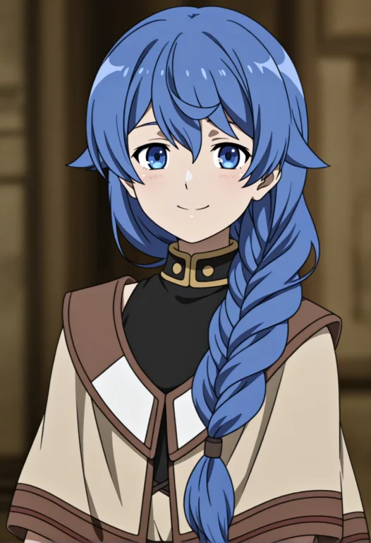 Rokarimt, 1girl, Blue Hair, Single Braid, Hair Over Shoulder...