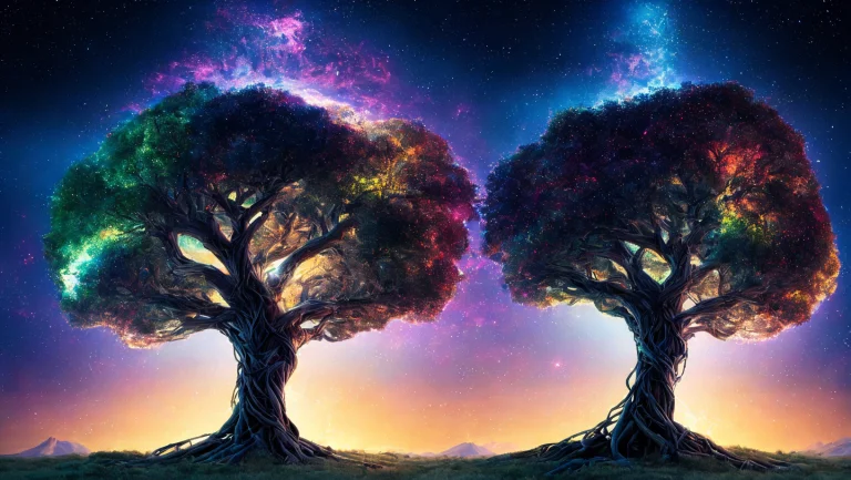 Magical Tree Of Life, Night Sky, Stars, Artwork, Space Dust,...