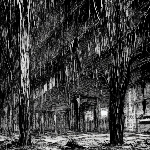 Gothic Abandoned Castle Scenery, Skeletons On The Wooden Cro... — Stable Diffusion AI Prompt: gothic abandoned castle scenery, skeletons on the wooden crosses as a fence, sha...