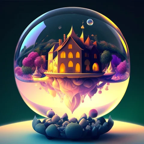 Orbai, A Glass Ball With A House Inside — Stable Diffusion AI Prompt: (orbai)++, a glass ball with a house inside
