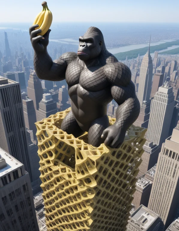 King Kong Made Out Of Gyroid Lattice Climbing The Empire Sta...