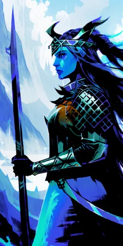 Majestic Fierce Viking Woman, Blue Color, Loratarot Card 512... — Stable Diffusion AI Prompt: majestic fierce viking woman, blue color, 