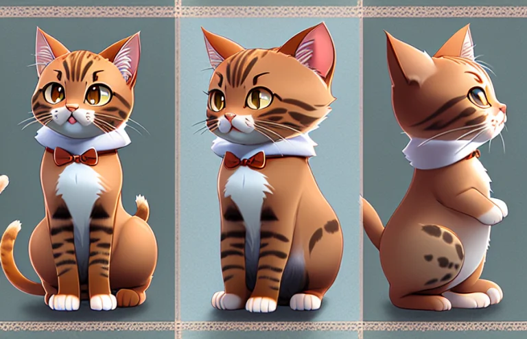 Full Body Of Character Turnaround Of A Kitten Animal 1.1. Hi...