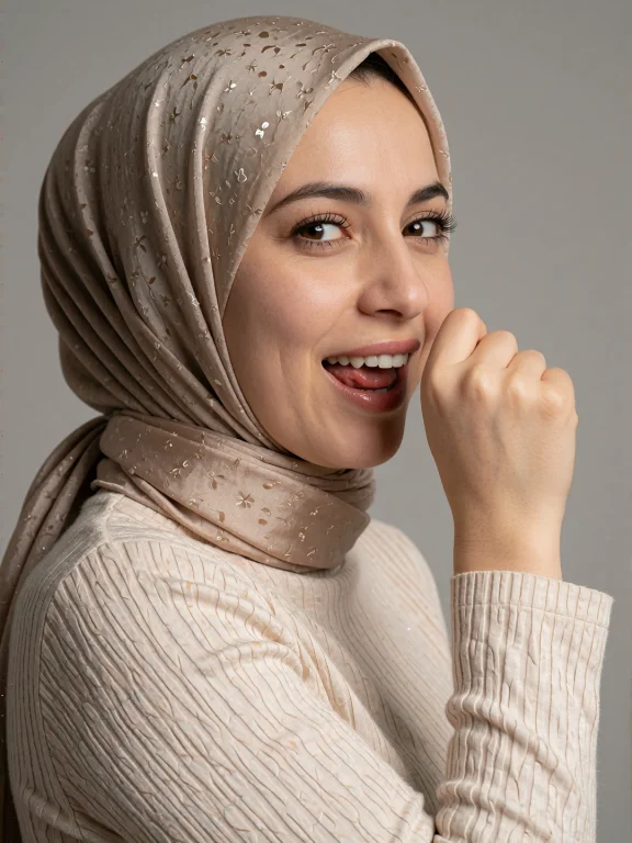 Turkish Woman With Hijab Simulating A Blowjob With Her Hand...