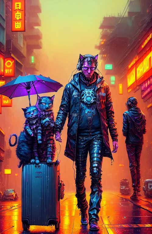 Style-psycho30 Award Winning Photo Of A Cat In A Wet City St...