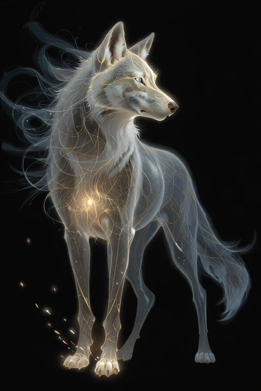 , A Finished Painted Illustration Of A Spectral Wolf Standin...