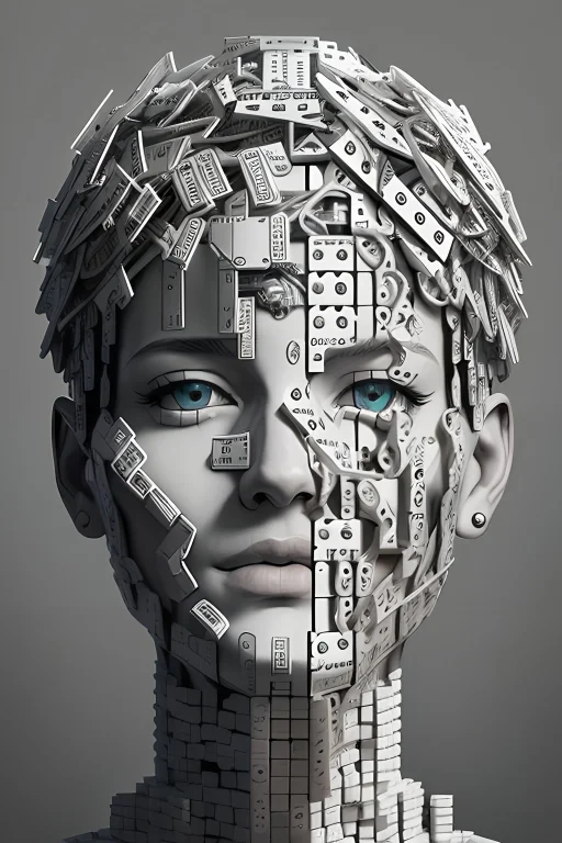 The Anatomy Of A Human Head Made Of Domino Pieces And Shels,...