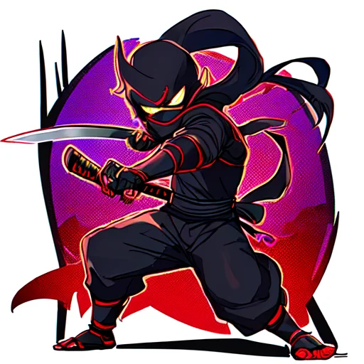 Emoji, Simple Background, 1boy, Ninja, Solo, Full Body, Blac...