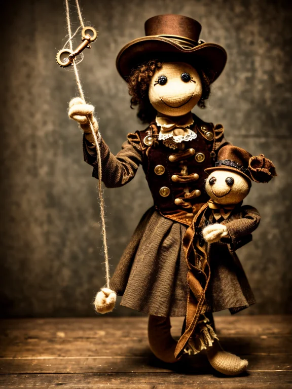 A Puppet Held By String, Alone Stage,steampunk, Sad Vibe, St...