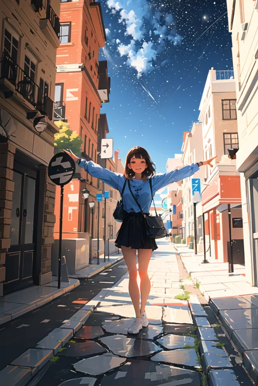 Sam Yang, 1girl, Architecture, Bag, Building, Cat, Evening,...