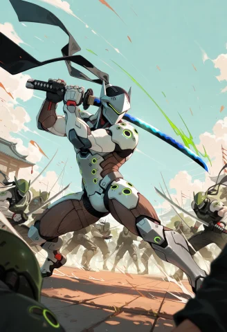 Masterpiece, Best Quality, Score7, Safe, 1man, Genji Overwat... — Stable Diffusion AI Prompt: masterpiece, best quality, score_7, safe, 1man, genji \(overwatch\), overwatch,...