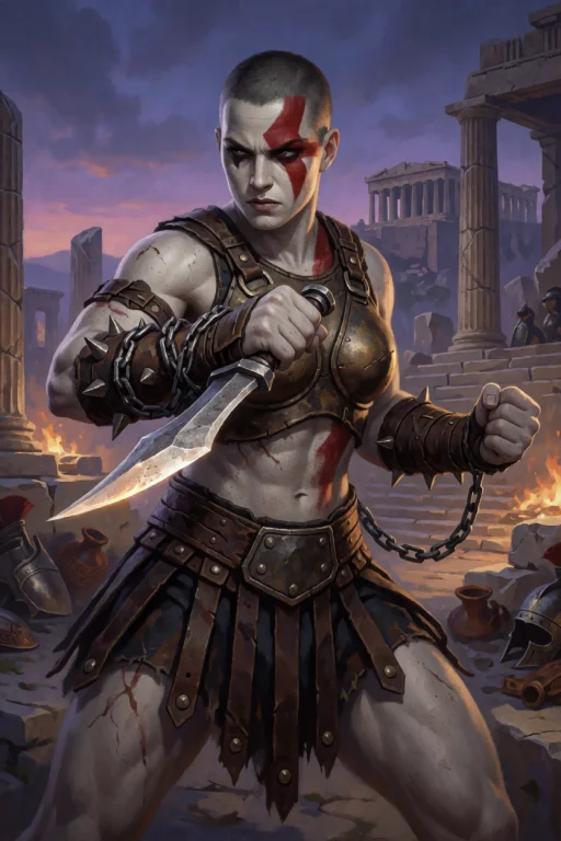 A Vengeful Female Spartan Warrior From A 2000s Mythology Act...