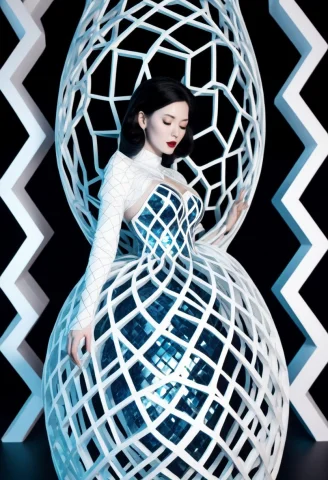 Snowwhite, Princess, Female, Gyroid Princess, Princess Made... — SDXL AI Prompt: snowwhite, princess, female, gyroid princess, princess made of geometric lattice...