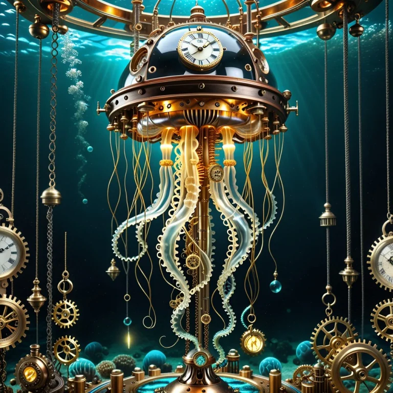 A Giant Mechanical Clockwork Jellyfish Automaton Floating In...