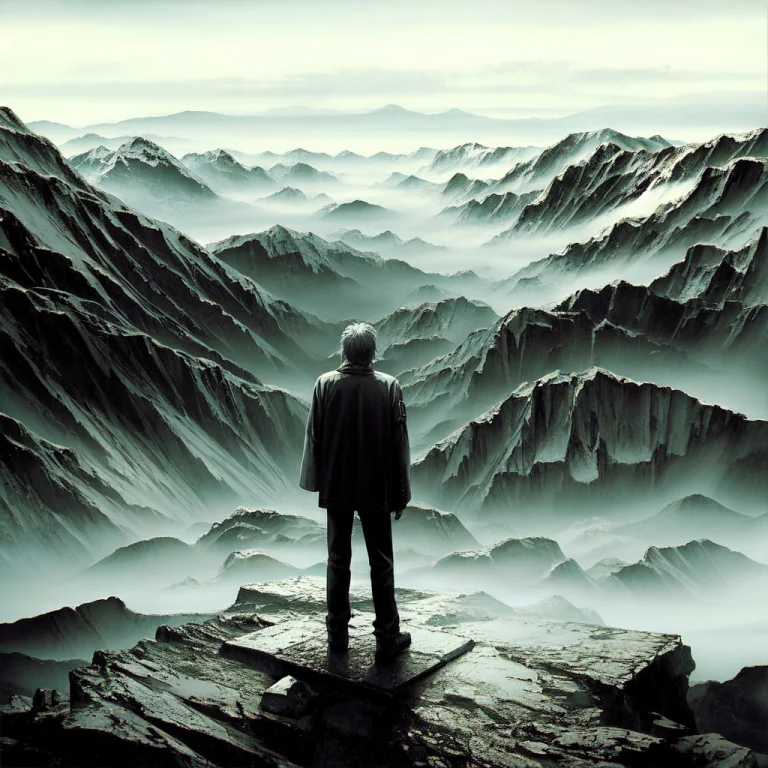 Old Man Standing On A Mountaintop, By Clive Barker