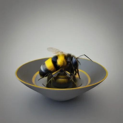 A Bumblebee Curled Up In A Teacup. Beeez, Dreamlikeart, 3d R...