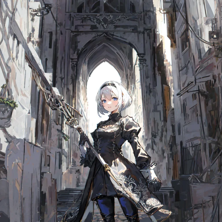 Yorha No. 2 Type B,solo,1girl,portrait,isometric,firstperson...