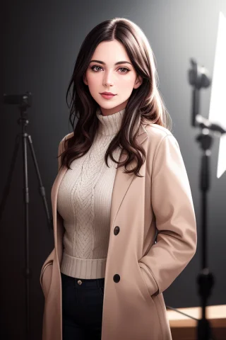A Woman In Winter Clothes Poses For A Picture In A Studio Se... — Stable Diffusion AI Prompt: a woman in winter clothes poses for a picture in a studio setting with a neutral...