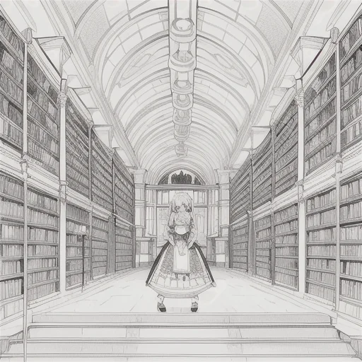 Loraanimelineartstylev20offset1, 1girl, Elf, Hall, Lineart,...