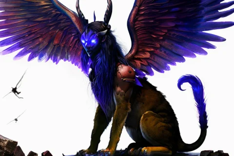 Solo Sphinx Sitting, 8k Resolution, Detailed Glowing Eyes, F... — Stable Diffusion AI Prompt: solo sphinx sitting, 8k resolution, (detailed glowing eyes), (from_front:1.5), f...
