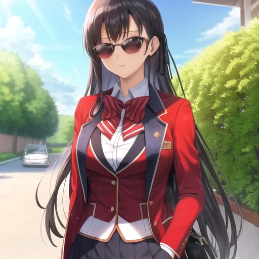 Masterpiece, 1girl, Horikita, Red Jacket, Sunglasses, Black...