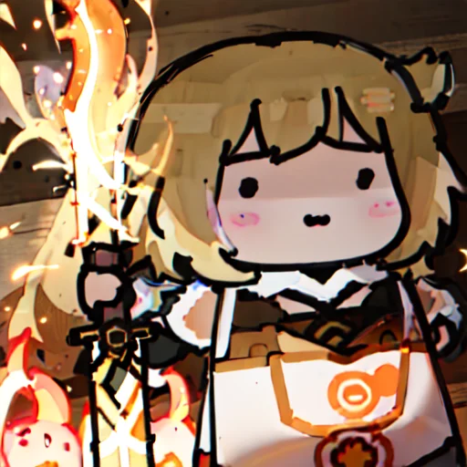 1girl,lumine Genshin Impact,sword,lorachildrensdrawinglorav1...