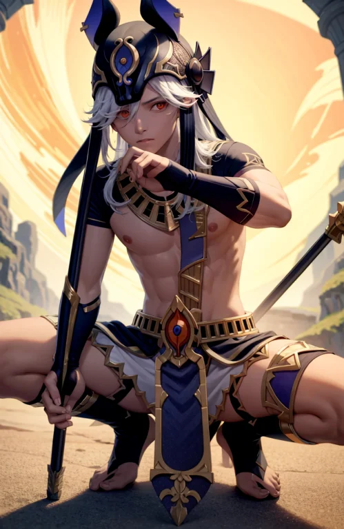 Masterpiece, Best Quality,cyno Genshin Impact, 1boy, Male Fo...