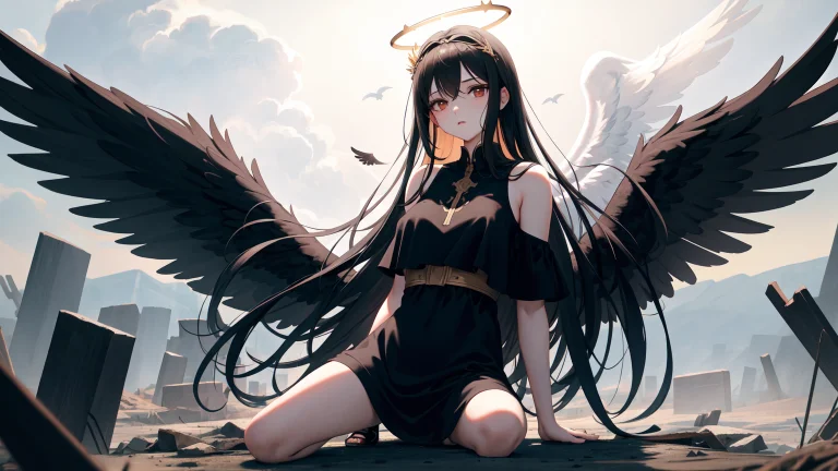 Masterpiece, Best Quality, 1girl, Black Hair, Angel Of Death...