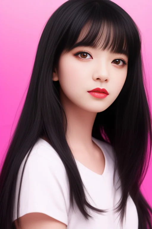 1girl, Blackhair, Eyelashes, Gradient, Gradientbackground, J...