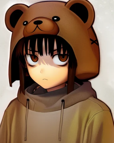Serial Experiments Lain, Lain, Eyebags, Tired, Brown Eyes, B... — Stable Diffusion AI Prompt: serial experiments lain, lain, eyebags, tired, brown eyes, bear suit, short hair...