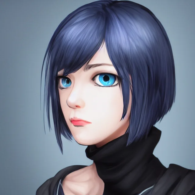 Frpgfacegen, Solo, 1girl, Hairoveroneeye, Blueeyes, Lips, Sh...