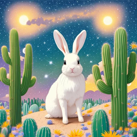 Art By Evreka15, Painting Of A Beautiful White Bunny Surroun... — Stable Diffusion AI Prompt: art by evreka15, painting of a beautiful white bunny surrounded by wildflowers a...
