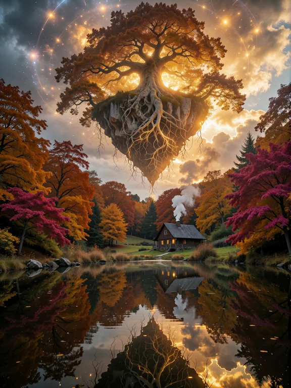 A Hyperrealistic Surreal Dreamlike Landscape. A Colossal, Fl...